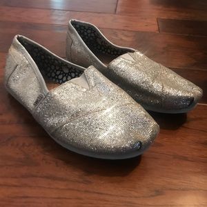 TOMS Silver Glitter Classics Slip On